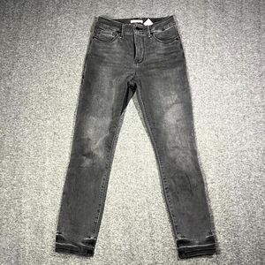 Good American Good Legs Crop Skinny Jean Black Faded Wash Size 2/26 Distressed